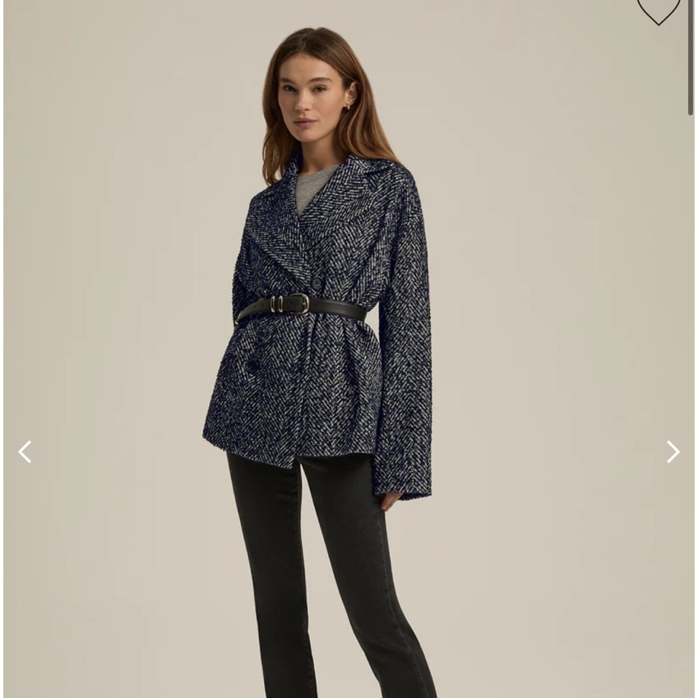 Favorite Daughter Navy Tweed Belted Jacket